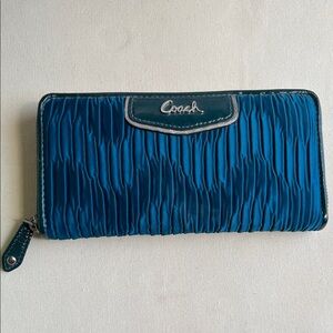 Coach Ashley Teal Pleated Wallet